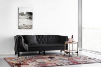 Bild von Fredericia Furniture Erik Jørgensen EJ 315-3 3 Pers. Sofa L: 210 cm – Mood 2104 Schwarz/Seifenbehandelte Eiche
