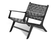 Bild von Encoded Lounge Chair A2 H: 73 cm - Schwarzes Teakholz / Schwarzes Leder AUSSTELLUNGSMODELLAUSLAUF OUTLET