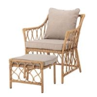 Bild von Bloomingville Belluce Loungesessel m. Hocker H: 82 cm - Natur geflochtenes Polyrattan