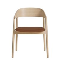 Bild von Andersen Furniture AC2 Stuhl H: 74 cm - Buche Weiß pigmentierter Lack/Braunes Leder