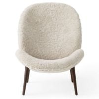 Bild von Vipp 466 Lodge Loungesessel H: 91,5 cm - Dunkle Eiche/Curly 09 Off-white