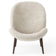 Bild von Vipp 466 Lodge Loungesessel H: 91,5 cm - Dunkle Eiche/Curly 09 Off-white