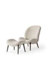 Bild von Vipp 467 Lodge Fußhocker H: 36 cm - Dunkle Eiche/Curly 09 Off-white