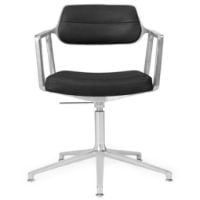 Bild von Vipp 453 Drehstuhl+ m. Räder – Aluminium/Schwarzes Leder