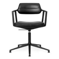 Bild von Vipp 453 Drehstuhl+ m. Räder – Schwarzes Aluminium/Schwarzes Leder