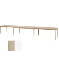 Bild von Skovby SM27 Esstisch inkl. 3 Einlegeplatten L: 205-358 cm - Weiß geölte Eiche/Weißes Laminat