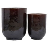 Bild von House Doctor Pho Blumentopf-Set, 2 Stück, Steingut/Dunkelbraun