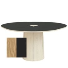 Bild von Skovby SM33 Esstisch inkl. 3 Stk. Einlegeplatten Ø: 123-149 cm - Naturgeölte Eiche/Schwarzes Laminat