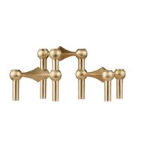 Bild von STOFF Nagel Kerzenhalter 3er Set H: 6,5 cm - Gebürstetes Messing