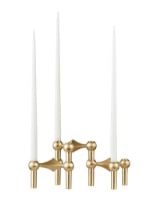 Bild von STOFF Nagel Kerzenhalter 3er Set H: 6,5 cm - Gebürstetes Messing