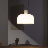 Bild von FLOS Bellhop Glass Pendelleuchte S2 Ø: 45 cm - Weißes Glas/Aluminium