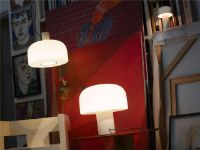 Bild von FLOS Bellhop Glass Pendelleuchte S2 Ø: 45 cm - Weißes Glas/Aluminium