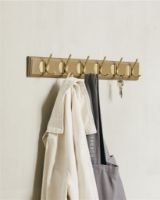 Bild von Nordal Edgy Garderobenständer mit 6 Haken L: 60 cm - Messing/Braun