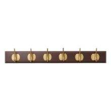 Bild von Nordal Edgy Garderobenständer mit 6 Haken L: 60 cm - Messing/Dunkelbraun