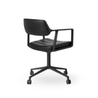 Bild von Vipp 453 Drehstuhl+ m. Räder – Schwarzes Aluminium/Schwarzes Leder