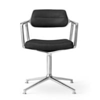 Bild von Vipp 453 Drehstuhl+ m. Räder – Aluminium/Schwarzes Leder