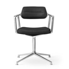 Bild von Vipp 453 Drehstuhl+ m. Räder – Aluminium/Schwarzes Leder