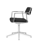 Bild von Vipp 453 Drehstuhl+ m. Räder – Aluminium/Schwarzes Leder