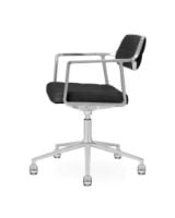 Bild von Vipp 453+ Drehstuhl mit Rollen - Aluminium/Schwarzes Leder