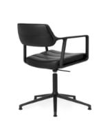 Bild von Vipp 453+ Drehstuhl mit Rollen - Schwarzes Aluminium/Schwarzes Leder