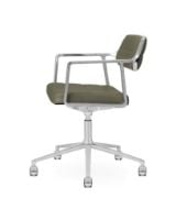 Bild von Vipp 453+ Drehstuhl mit Rollen - Schwarzes Aluminium/Bosco-Grünes Leder