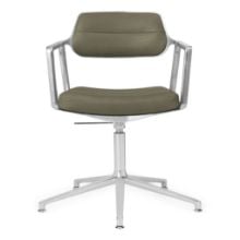 Bild von Vipp 453+ Drehstuhl ohne Rollen - Aluminium/Bosco-Grünes Leder