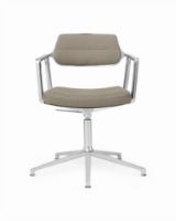 Bild von Vipp 453+ Drehstuhl ohne Rollen - Aluminium/Textil in dunklem Sand