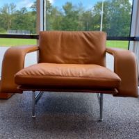 Bild von &Tradition Muno Loungesessel LN18 SH: 41 cm - Cognac Leder 