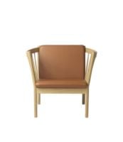 Bild von FDB Furniture Erik Ole Jørgensen J146 Sessel H: 79,5 cm – Eiche/Cognac-Denver-Leder