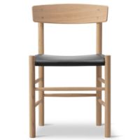 Bild von Fredericia Furniture 3339 J39 Mogensen Esszimmerstuhl – Seifenbehandelte Eiche/Schwarzes Leder