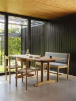 Bild von FDB Furniture J176 Sønderborg Bank L: 116,5 cm – Lackierte Eiche/Blaue Wolle