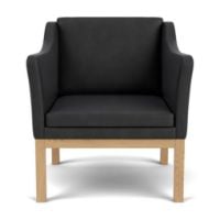 Bild von FDB Furniture L46 MK155 Mogens Koch Sessel B: 72 cm - Eiche/Schwarzes Leder