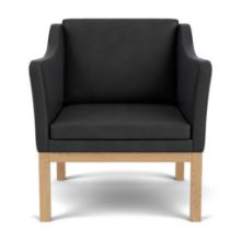 Bild von FDB Furniture L46 MK155 Mogens Koch Sessel B: 72 cm - Eiche/Schwarzes Leder