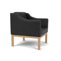 Bild von FDB Furniture L46 MK155 Mogens Koch Sessel B: 72 cm - Eiche/Schwarzes Leder