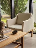Bild von FDB Furniture L46 MK155 Mogens Koch Sessel B: 72 cm - Eiche/De Ploeg Prairie Beige