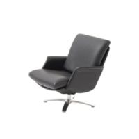 Bild von Berg Furniture Nasa Sessel, Höhe: 46 cm – Berg Soft Black Leather/Matt Aluminium
