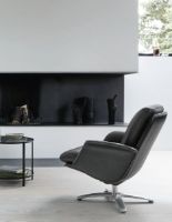 Bild von Berg Furniture Nasa Sessel, Höhe: 46 cm – Berg Soft Black Leather/Matt Aluminium
