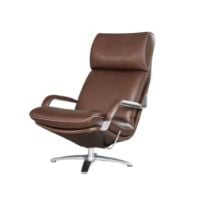 Bild von BERG Furniture Nasa High Open Arm Sessel mit verstellbarem Nackenkissen SH: 46 cm - Rustikales Schokoleder/Mattes Aluminium