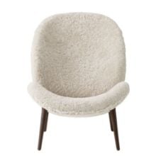 Bild von Vipp 466 Lodge Loungesessel Niedrig H: 96,1 cm - Dunkle Eiche/Curly 09 Off-white