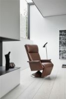 Bild von BERG Furniture Ceto Sessel mit Fernbedienung SH: 49 cm - Mattchrom/Nordic Brown Leder