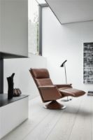 Bild von BERG Furniture Ceto Sessel mit Fernbedienung SH: 49 cm - Mattchrom/Nordic Brown Leder