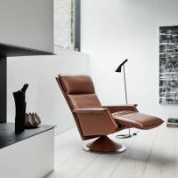 Bild von BERG Furniture Ato Sessel SH: 45 cm - Mattchrom/Nordic Brown Leder