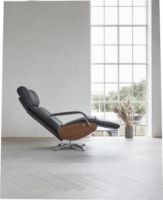 Bild von BERG Furniture Coda Sessel mit Fernbedienung SH: 49 cm - Rustikales schwarzes Leder/Walnuss