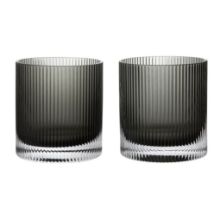 Bild von Ferm Living Ripple Tumbler Glasses 25 cl Set of 2 - Glass/Smoked Grey