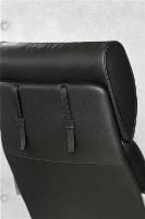 Bild von BERG Furniture Nasa High Open Arm Sessel mit verstellbarem Nackenkissen inkl. Hocker SH: 46 cm – Matt Aluminium/Berg Soft Black Leder