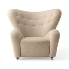 Bild von Audo Copenhagen The Tired Man Loungesessel H: 88 cm - Dunkel gebeizte Eiche/Baena 15