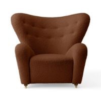 Bild von Audo Copenhagen The Tired Man Loungesessel H: 88 cm - Dunkel gebeizte Eiche/Baena 95
