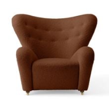 Bild von Audo Copenhagen The Tired Man Loungesessel H: 88 cm - Dunkel gebeizte Eiche/Baena 95