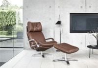 Bild von BERG Furniture Nasa High Open Arm Sessel mit verstellbarem Nackenkissen SH: 46 cm - Matt Aluminium/Rustical Choco Leder