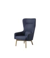 Bild von FDB Furniture L35 Gejsa Ohrensessel, H: 110,5 cm, Eiche/36 Blau